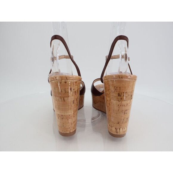 Stuart Weitzman Palmina Womens 9B Leather Platform Wedge Heel Sandals Brown - Picture 4 of 12